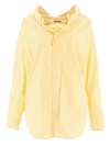 BALENCIAGA YELLOW OPEN COLLAR STRIPED SHIRT,C1305C92-D1C8-806B-6897-56B8105C4D7B