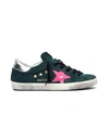GOLDEN GOOSE GREEN LEATHER SUPERSTAR SNEAKERS,D432F73F-D727-95EB-C960-0BBB9B23234A