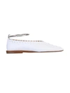 Jil Sander White Whipstitch Anklet Ballerina Flats In White