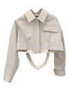 JACQUEMUS BEIGE CROP TOP SHIRT,468E0338-7647-86E8-7796-3925063D1CEE