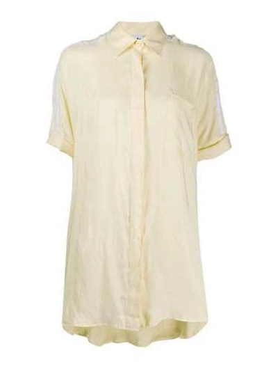 Adidas Originals Adicolor Short Sleeve Satin Button Up Shirt In Yellow