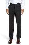 BERLE FLAT FRONT MODERN FIT GABARDINE STRETCH WOOL TROUSERS,7810-58 TRIB