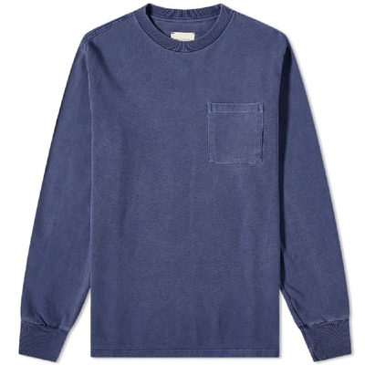 Aimé Leon Dore Long Sleeve Washed Pocket Tee In Blue