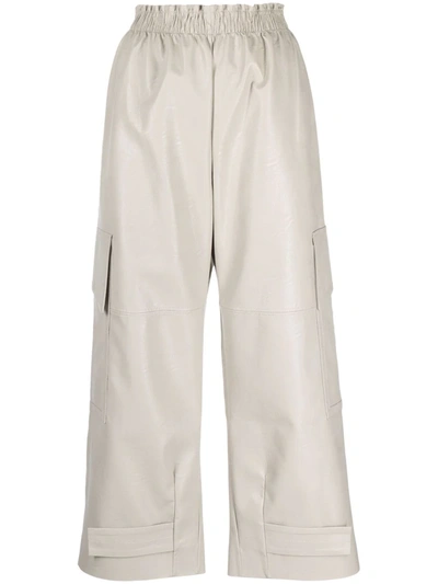 Stella Mccartney Paneled Vegetarian Leather Tapered Pants In Nude