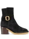 Tod's Buckle-strap Suede Ankle Boots In Black