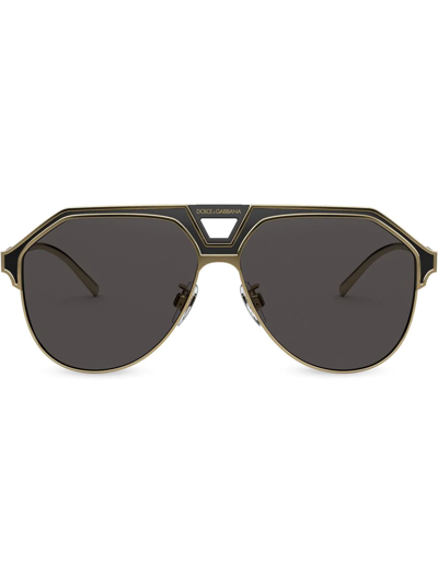 Dolce & Gabbana Dg2257 Pilot Frame Sunglasses In Gold