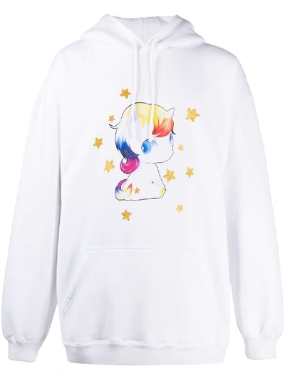 Vetements Oversized Glittered Printed Fleece-back Cotton-blend Jersey Hoodie In White