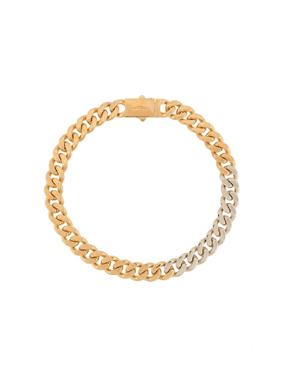 Saint Laurent Bi-colour Curb-chain Necklace In Gold