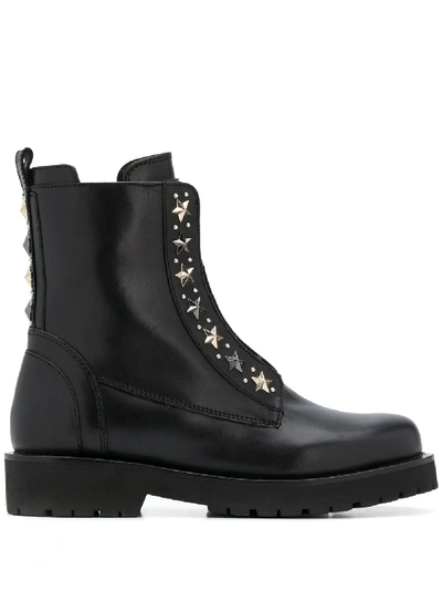 Twinset Star-studded Combat Boots In Black