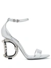 DOLCE & GABBANA BAROQUE LOGO-HEELED SANDALS