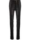 Ann Demeulemeester Skinny Fit Leather Trousers In Black