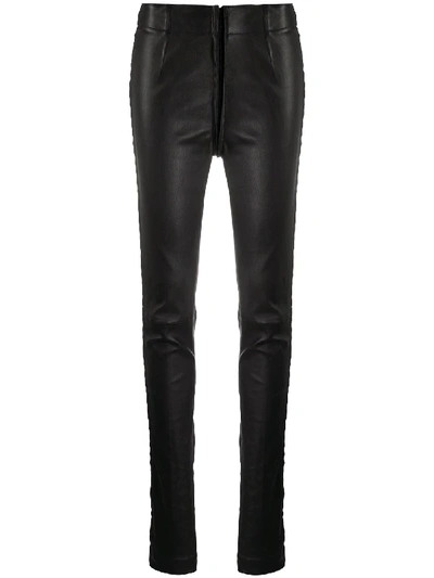 Ann Demeulemeester Skinny Fit Leather Trousers In Black