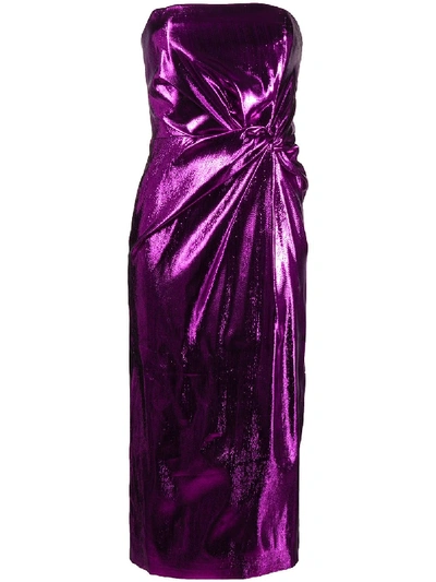 16arlington Himwari Metallic Strapless Midi Dress In Pink