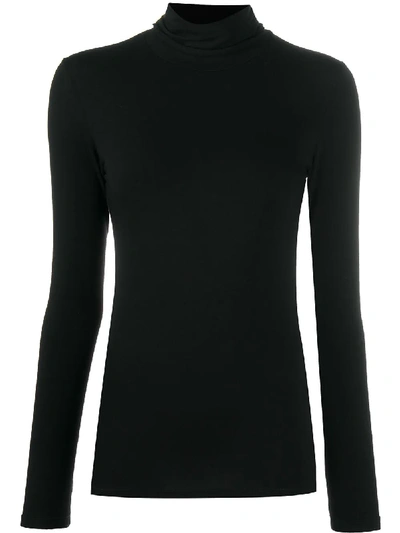 Majestic Cashmere Long-sleeve Turtleneck Top In Black