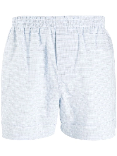 Jacquemus Checked Short Shorts In Blue
