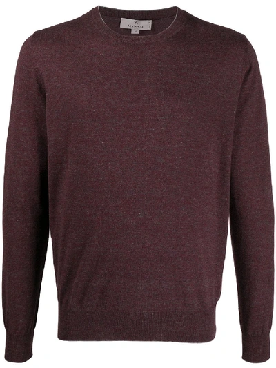 Canali Rib-trimmed Crew Neck Jumper In Red