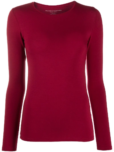 Majestic Round Neck Jersey Top In Red