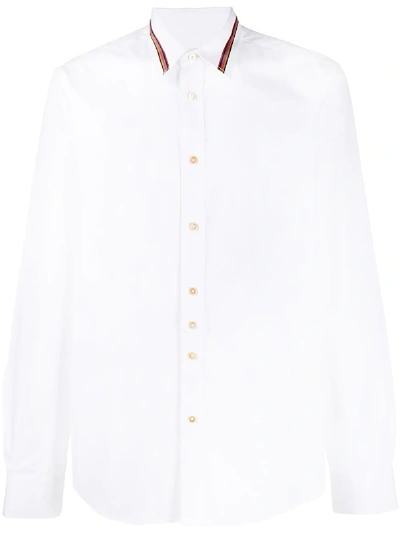 Paul Smith Artist-stripe Collar Cotton-poplin Shirt In White