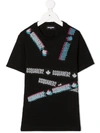 Dsquared2 Kids' Cotton Jersey T-shirt W/ Logo Tape In Black