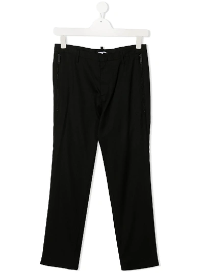 Dsquared2 Kids' Trousers With Zip Detail In Black