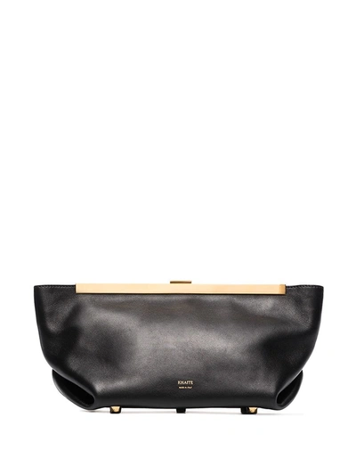 Khaite Aimee Leather Envelope Clutch In Black