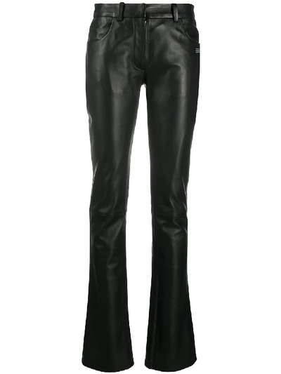 Off-white Leather Flared Trousers In Black