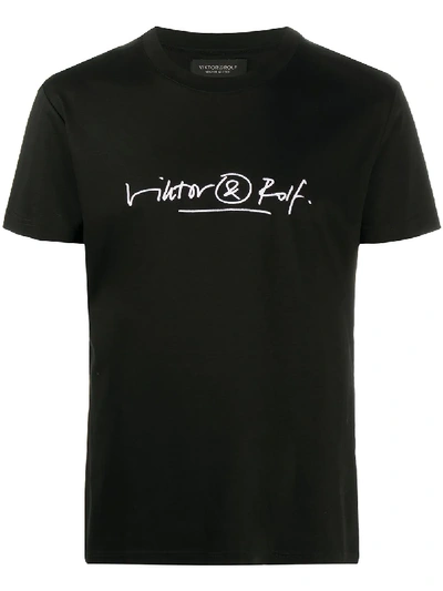Viktor & Rolf Signature Logo Print T-shirt In Black