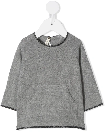 Zhoe & Tobiah Babies' Pouch-pocket Knitted Jumper In Grey