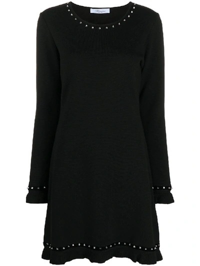 Blumarine Knitted Mini Dress In Black