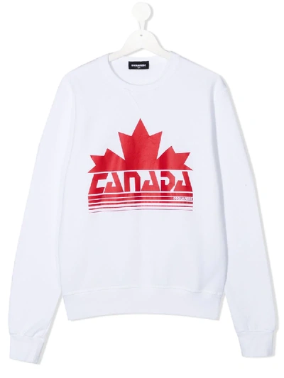 Dsquared2 Teen Logo Print Sweatshirt In White