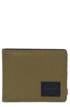 Herschel Supply Co Hank Rfid Bifold Wallet In Khaki Green