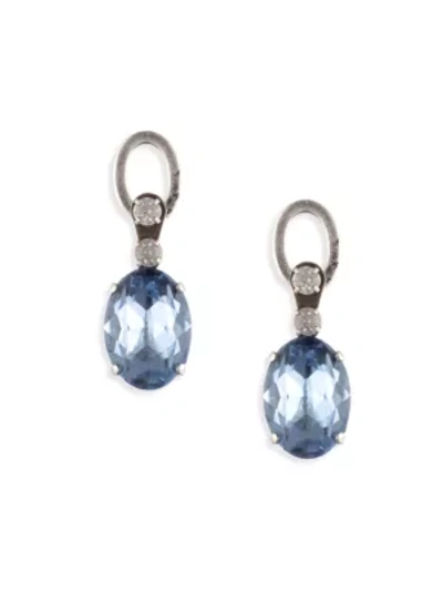 Dannijo Loewy Silverplated & Blue Swarovski Crystal Drop Earrings