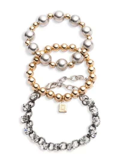Dannijo Brynn 3-piece Two-tone & Crystal Bangle Bracelet Set In Multi