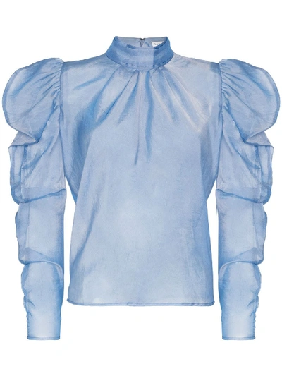 Rejina Pyo Sofia Ruffled Turtleneck Shirt In Blue