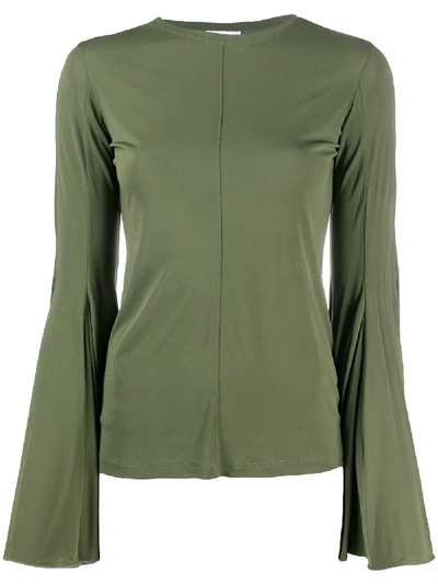 Jw Anderson Flared Long-sleeve Blouse In Green