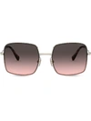 Miu Miu Mu61vs Square-frame Metal Sunglasses In Pink