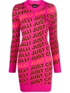 JUST CAVALLI LOGO INTARSIA KNITTED DRESS