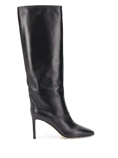 Jimmy Choo Mavis 85mm Leather Boots In Black