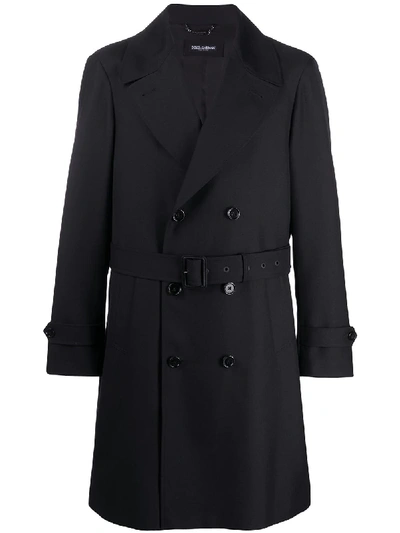 Dolce & Gabbana Camouflage-jacquard Virgin Wool-twill Trench Coat In Black