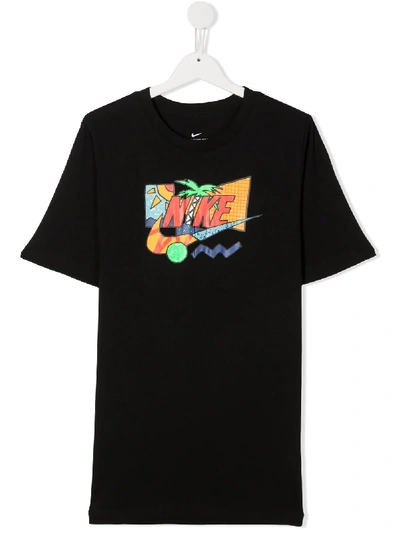 Nike Kids' Logo Print T-shirt In Black