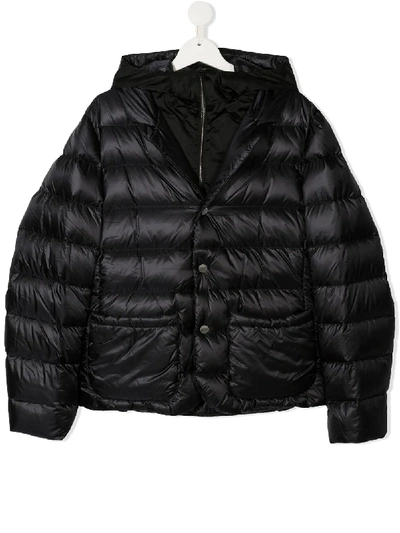 Herno Teen Hooded Padded Jacket In Black