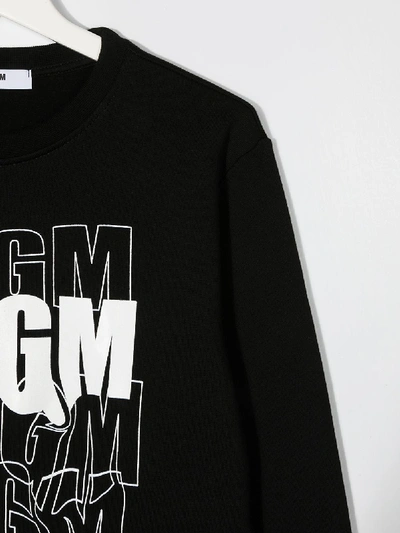 Msgm Kids' Logo Print Sweatshirt In Black