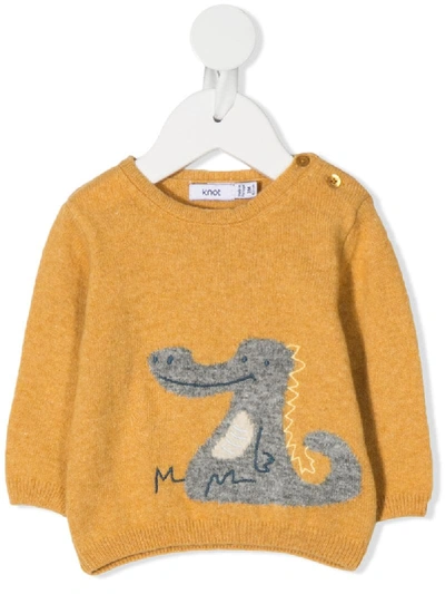 Knot Babies' Doragon Knitted Sweater In Yellow