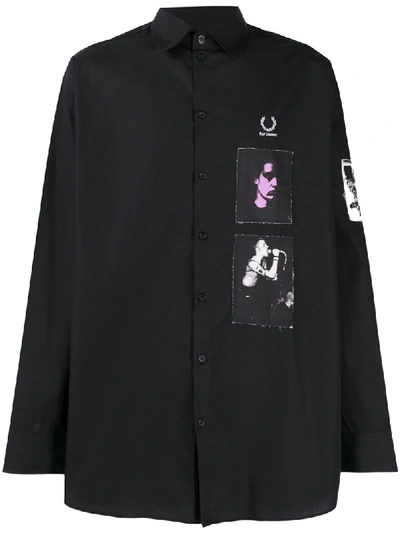 Fred Perry Oversized Patchwork Print Shirt In Black