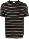 SAINT LAURENT EMBROIDERED LOGO STRIPED T-SHIRT