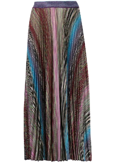 Missoni Metallic Stripe Pleated Skirt In Multi