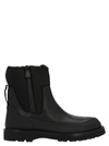 Moncler Rain Don't Care Paneled Leather And Shell Ankle Boots In Black