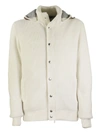 BRUNELLO CUCINELLI CASHMERE KNIT OUTERWEAR JACKET WITH DOWN QUILTING AND DETACHABLE HOOD,11511110