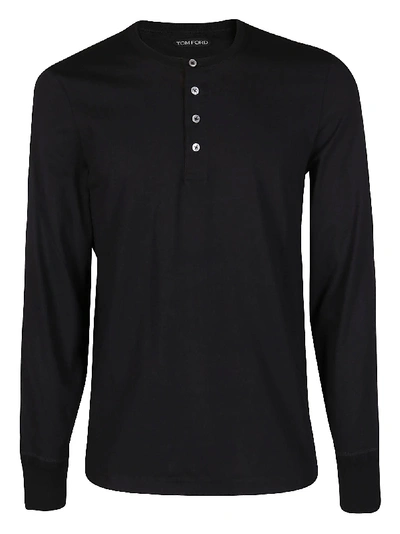 Tom Ford Black Cotton Serafino T-shirt