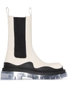 Bottega Veneta Bv Tire Clear Sole Chelsea Boot In Neutrals ,black